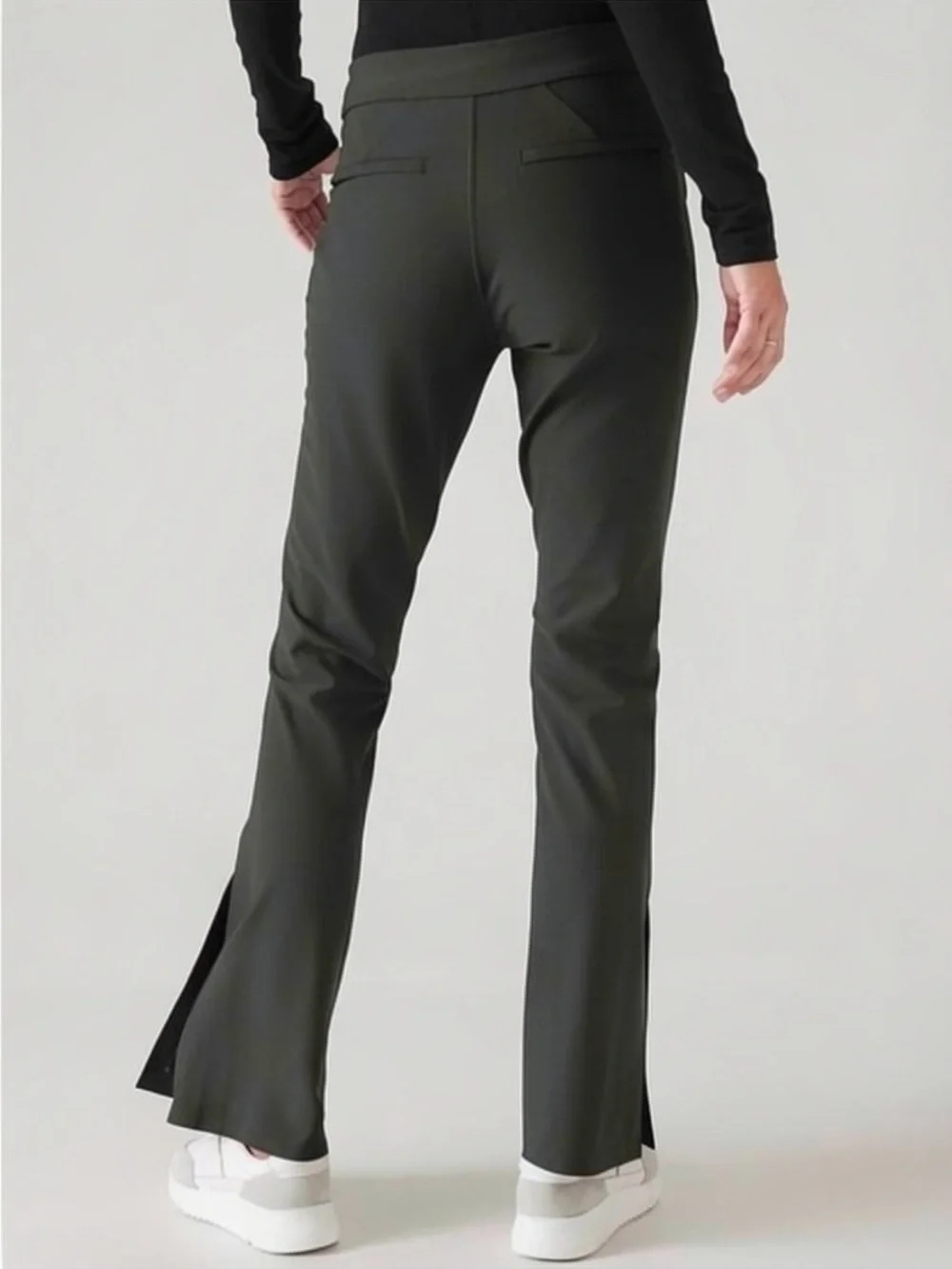 ATHLETA Black Stellar Flare Trouser Women’s 14 Athleisure Convertible Pants NWOT